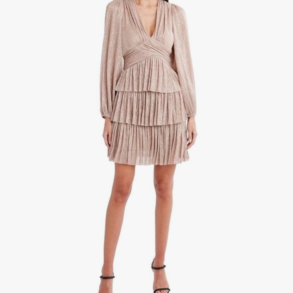 Elegant Tan Tiered Dress